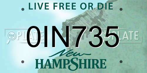 0IN735 New Hampshire License Plate