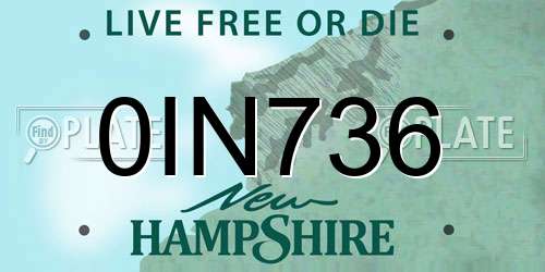 0IN736 New Hampshire License Plate