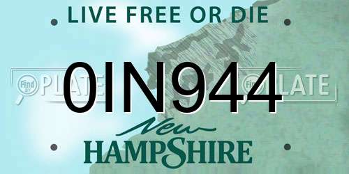 0IN944 New Hampshire License Plate
