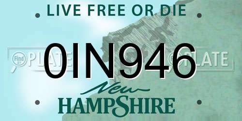 0IN946 New Hampshire License Plate