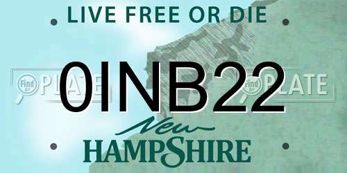 0INB22 New Hampshire License Plate