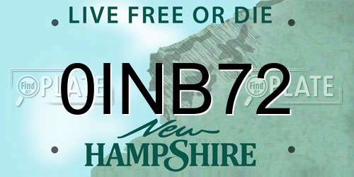 0INB72 New Hampshire License Plate