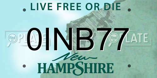 0INB77 New Hampshire License Plate