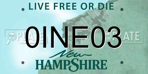 0INE03 New Hampshire License Plate