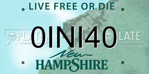 0INI40 New Hampshire License Plate