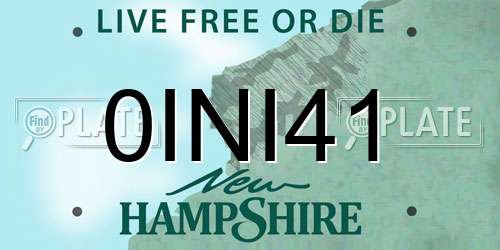 0INI41 New Hampshire License Plate
