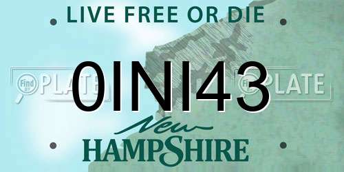 0INI43 New Hampshire License Plate