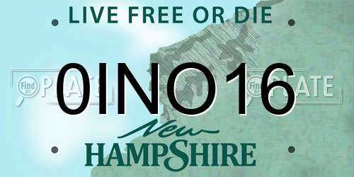 0INO16 New Hampshire License Plate