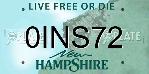 0INS72 New Hampshire License Plate