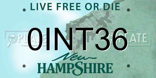 0INT36 New Hampshire License Plate