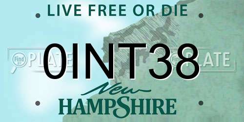 0INT38 New Hampshire License Plate