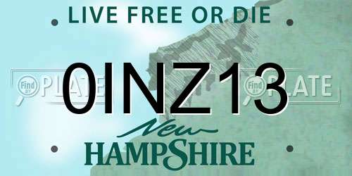 0INZ13 New Hampshire License Plate