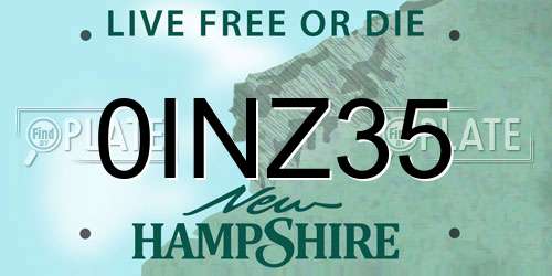 0INZ35 New Hampshire License Plate