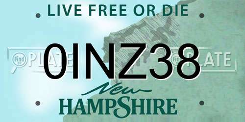 0INZ38 New Hampshire License Plate