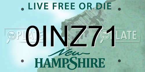 0INZ71 New Hampshire License Plate