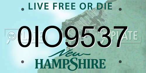 0IO9537 New Hampshire License Plate