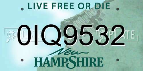 0IQ9532 New Hampshire License Plate