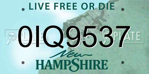 0IQ9537 New Hampshire License Plate