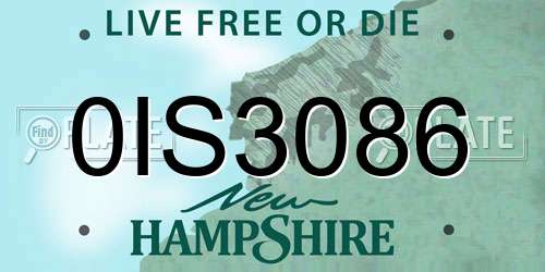 0IS3086 New Hampshire License Plate