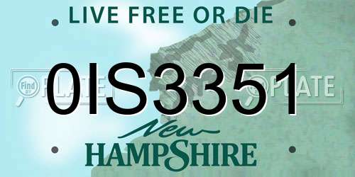 0IS3351 New Hampshire License Plate