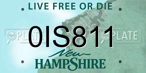 0IS811 New Hampshire License Plate
