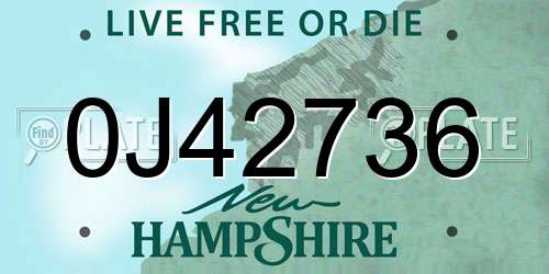 0J42736 New Hampshire License Plate