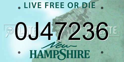 0J47236 New Hampshire License Plate