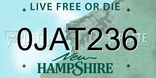 0JAT236 New Hampshire License Plate