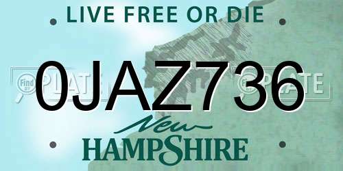 0JAZ736 New Hampshire License Plate