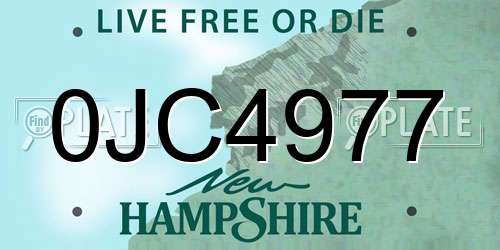 0JC4977 New Hampshire License Plate