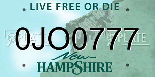 0JO0777 New Hampshire License Plate