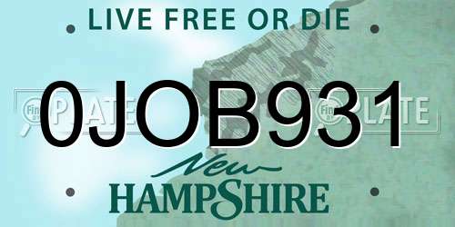 0JOB931 New Hampshire License Plate