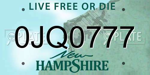 0JQ0777 New Hampshire License Plate