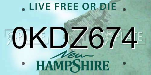 0KDZ674 New Hampshire License Plate