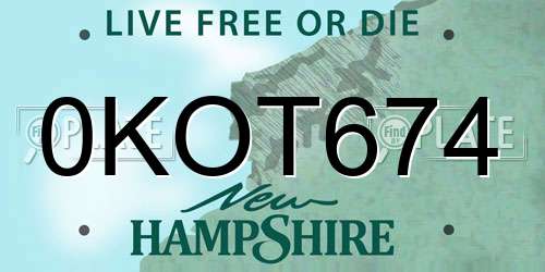 0KOT674 New Hampshire License Plate