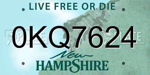 0KQ7624 New Hampshire License Plate