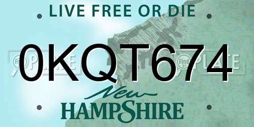 0KQT674 New Hampshire License Plate