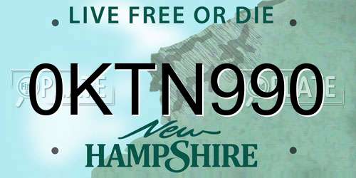 0KTN990 New Hampshire License Plate