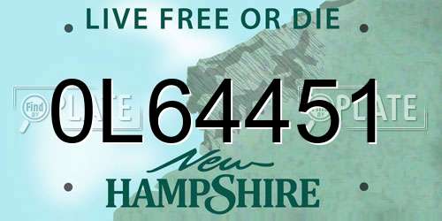 0L64451 New Hampshire License Plate