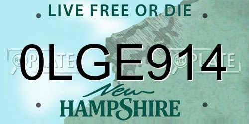 0LGE914 New Hampshire License Plate