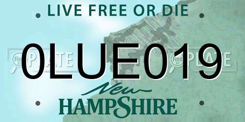 0LUE019 New Hampshire License Plate