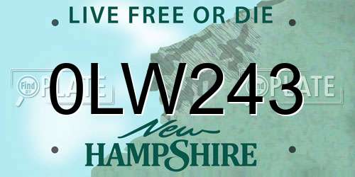 0LW243 New Hampshire License Plate