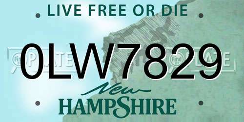 0LW7829 New Hampshire License Plate