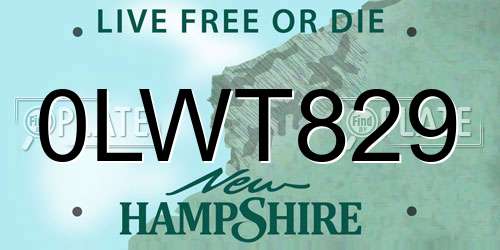 0LWT829 New Hampshire License Plate