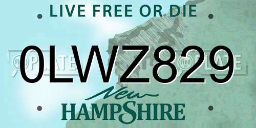 0LWZ829 New Hampshire License Plate