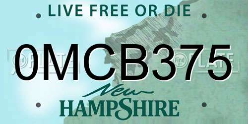 0MCB375 New Hampshire License Plate