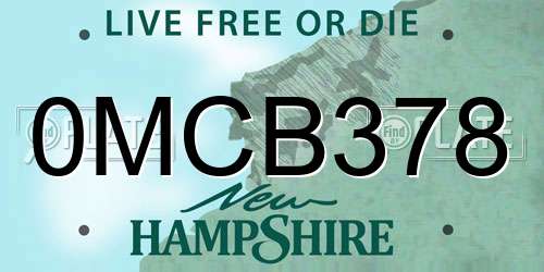 0MCB378 New Hampshire License Plate