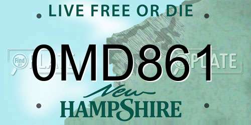 0MD861 New Hampshire License Plate