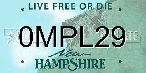 0MPL29 New Hampshire License Plate