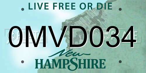 0MVD034 New Hampshire License Plate
